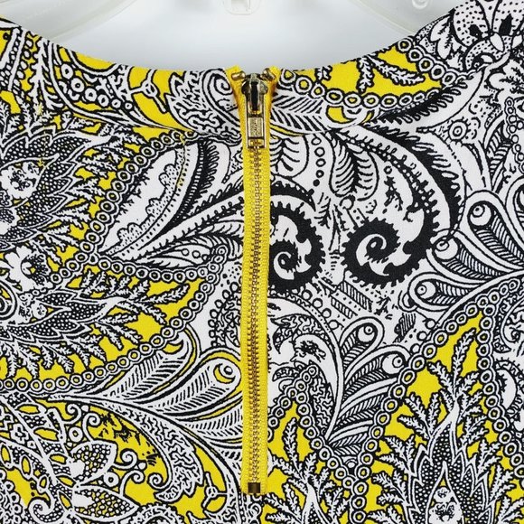 Liz Claiborne Career Short Cap Sleeved Top Yellow Black White Sz M - Picture 3 of 10